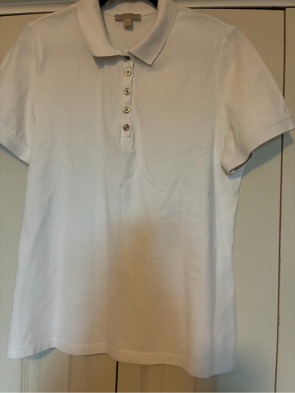 Burberry White Short Sleeve Polo Top